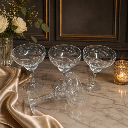 Vintage Princess House Heritage Margarita Glasses Set of 4, Etched Crystal Goblets, 6.75” Discontinued Barware, Elegant Cocktail Glasses - Etsy