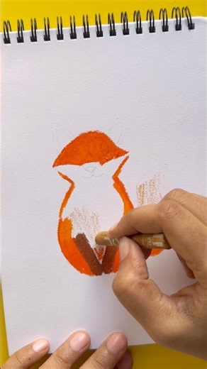 Cute Fox Oil Pastel Drawing 🦊 #shorts #cute #oilpastel #easydrawing #satisfying #art #foxcartoon
