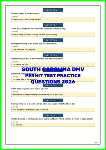 SOUTH CAROLINA DMV PERMIT TEST PRACTICE QUESTIONS 2026 video