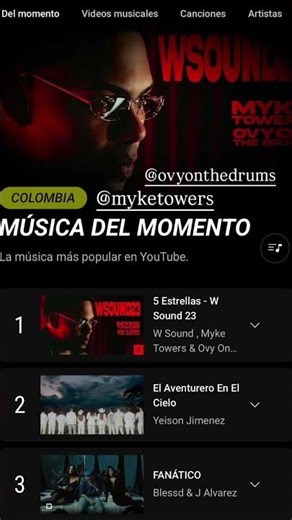 @WestCOL Vía Historia De IG, Enseñando Que El Tema (5 ESTRELLAS W SOUND#23) Se Encuentra Num #1