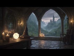 Wizard Tower | Castle of Spells & Mystic Rainfall | Relaxing Fantasy Room Ambience Background