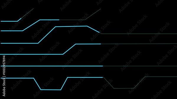 Creative circuit line design, illustrating connectivity and flow with vibrant animation effects .Engaging circuit line animation.