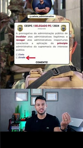 Questão CESPE - Princípio do Autotutela #direitoadministrativo #concursospúblicos