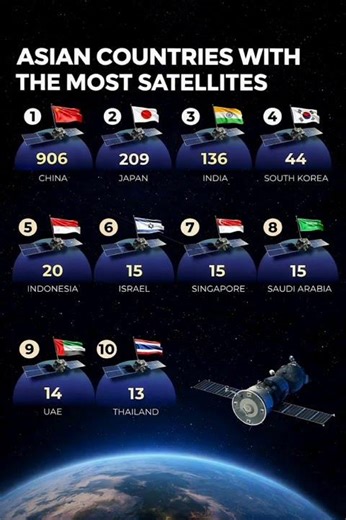 🚀🌏 Top Asian Countries with the Most Satellites in Space 🛰️✨