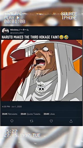 naruto makes the third hokage faint😂