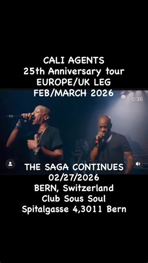 THE REAL DJ BAM on Instagram: "CALI AGENTS @caliagentno.1 @planetasiamedallions @therealdjbam @djtruejustice THE SAGA CONTINUES 02/27/2026 BERN, Switzerland Club Sous Soul @soussoul.bern Spitalgasse 4,3011 Bern 25th Anniversary tour EUROPE/UK LEG FEB/MARCH 2026 More TBA #caliagents #rasco #planetasia #therealdjbam #djtruejustice"