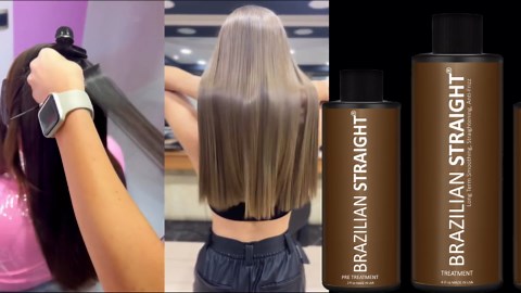 BRAZILIAN STRAIGHT Keratin Hair Straighener Cream Hair Smoothing Repairing Treatment Natural Results & Shine Lasting for months all Types & Colors (3PC FF SET)