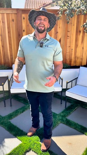 Hey, I’m Chris — owner of Fluorescent Landscapes. Check out this modern backyard transformation: smooth stucco retaining wall, diamond-pattern paver patio with turf in between, fresh fence line, blue arrow junipers, and white garden roses. Bringing clean lines and curb appeal to life 🌿 #ModernLandscaping #LandscapeDesign #FluorescentLandscapes #ArtificialTurf #PaverPatio #BackyardInspiration | Fluorescent Landscapes