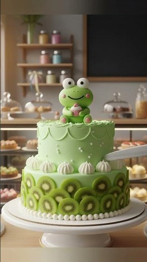 cute Kerropi cake #keroppi #kiwi #cakedesign