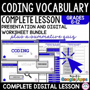 CODING: VOCABULARY LESSON - Presentation & Digital Worksheet Bundle - GOOGLE