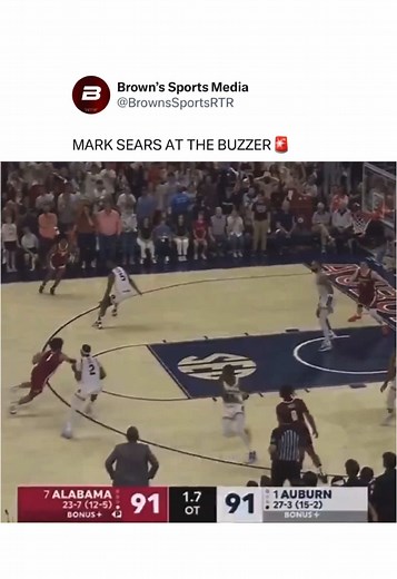 BAMA BEATS AUBURN AT THE BUZZER🔥 MARK SEARS DELIVERS IN THE JUNGLE 🏷️ ————————— #alabama #alabamafootball #rolltide #bama #bamanation #bamafactor #march #marchmadness #trending #viral #trendingaudio #gamewinner #collegebasketball #basketball #fyp