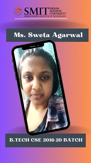 🌟 Listen to What Our Alumna Has to Say About Sikkim Manipal Institute of Technology! 🌟 We are happy to share the inspiring words of one of our esteemed alumna, Ms. Sweta Agarwal, B.Tech in CSE 2016-20 Batch, about her experience at Our Institute. Her journey reflects the transformative power of education and the incredible opportunities that await you at our institution! 🌟 #AlumniSuccess #TransformativeEducation #InspiringJourney #OurUniversityPride #destinationmanipal #destinationsikkimmanip