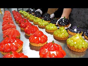 full of fruit juice! making fresh fruit tart with various fruits - korean street food