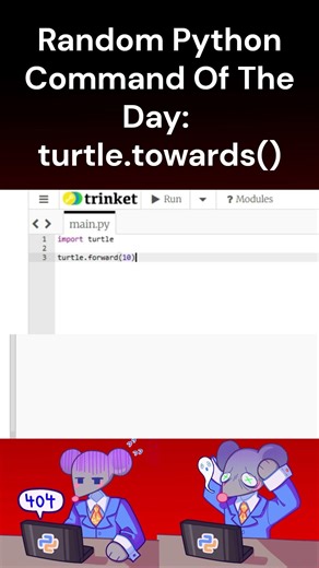 Random Python Command Of The Day, turtle.towards() #coding #python #programming