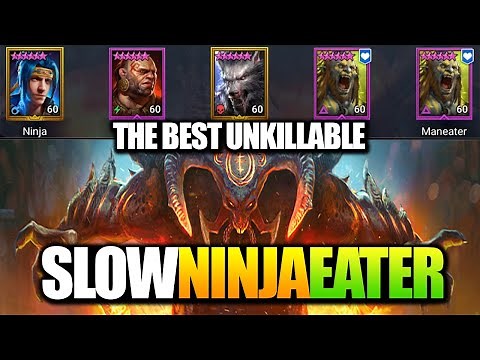 NINJAEATER SLOW DOUBLE MANEATER & ALLY ATTACK! NINJA UNKILLABLE CLAN BOSS GUIDE RAID SHADOW LEGENDS