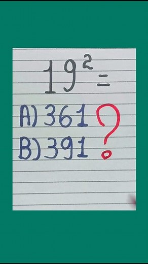 TESTE SEUS CONHECIMENTOS: Quanto é 19 elevado ao quadrado? #enemquizdematematica
