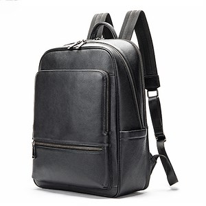 Rucsac laptop 15inch, din piele naturala, BUSY LDY & GTM® Industrial, suport troler, spate antiperspirant, negru - eMAG.ro