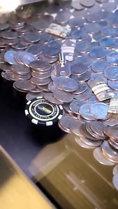 There's a poker chip on the edge of this coin pusher! 😲 #coinpusher | Arcade Matt