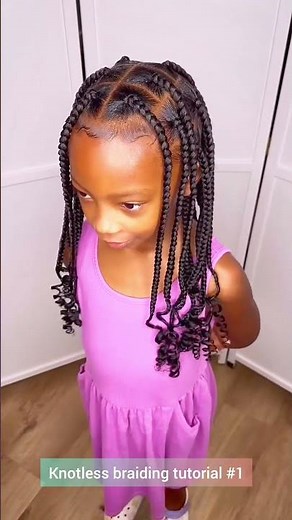 knotless braiding tutorial for little girls #shorts #braids #hairstyles #kidshair