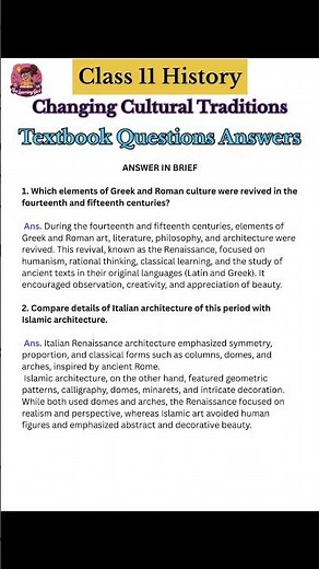 Changing Cultural Traditions Class 11 | NCERT Textbook Solutions in Simple Language