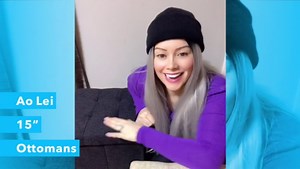 15 Inch Storage Ottoman with Wooden Legs - Cube Foot Rest Stool, Square Footstool, Comfortable Seat with Lid, Foldable Fabric Ottoman, Space-Saving Grey