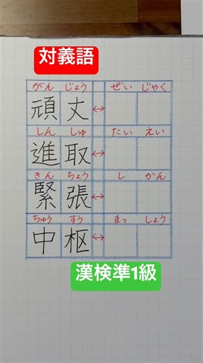 #漢検準1級合格漢字 #対義語