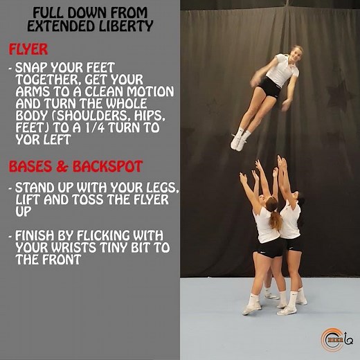 Full down from extended liberty instructional video - cheerleading group stunt