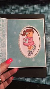 Peek A Book Card in motion Silhouette & Tilda w/Snowman