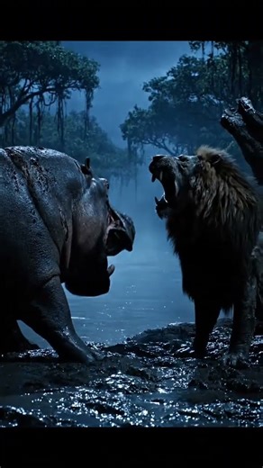 Hippo vs Lion Fight | River Beast vs Jungle King | Brutal Wildlife Battle #aianimal #wildlife
