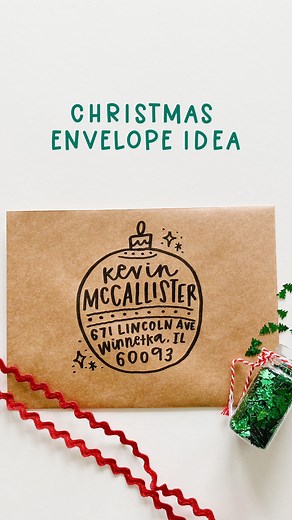 Bringing this one back for our Christmas envelope series! To get the look, I used a black Amazon Basics brush pen for all the lettering and ornament ✨ You can pencil out the ornament and address beforehand to make sure it all fits! ✏️ And for these pretty envelopes, I always put the return address on the back 😉 #writelikepippi #pippipost #christmasenvelopes #envelopeaddressing | Pippi Post