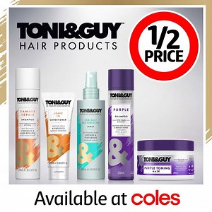 68K views · 147 reactions | Enjoy salon formulas at home, with TONI&GUY Hair Products 50% off at Coles until Tuesday, May 12th! @coleshealthandbeauty | TONI & GUY Products | Facebook