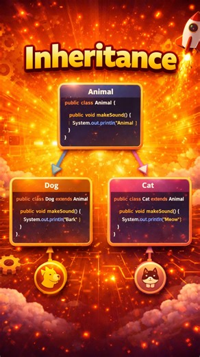 @tilaktechkeys on Instagram: "Inheritance. 🧬 Body: Stop writing the same code twice! 🤦‍♂️ In Java, Inheritance lets you create a “Child” class that automatically picks up all the properties and methods from a “Parent” class. ✅ extends is the magic word you need. ✅ Reuse code: Write once, use everywhere. ✅ Reduce bugs: Less code means fewer mistakes. ✅ Focus: Only build the new features, the parent handles the rest. What’s your favorite OOP pillar? Let me know in the comments! 👇 Hashtags: #Jav