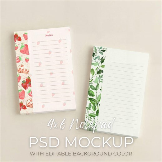 4x6 Notepad Set Mockup, 2 Paper Pad Mock Up, Stationary Collection Mock-up Template, Verical Planner Flat Lay Showcase (PSD Smart Object) - Etsy