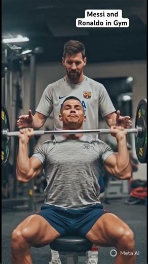 Messi and Ronaldo at Gym #gym #gymmotivation #gymlife #ronaldo #messi #cr7