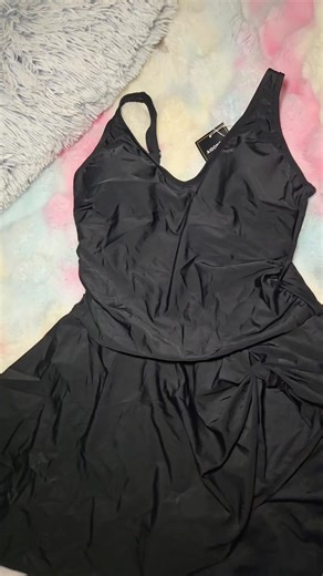 Flattering Black One-Piece Swim Dress for Moms