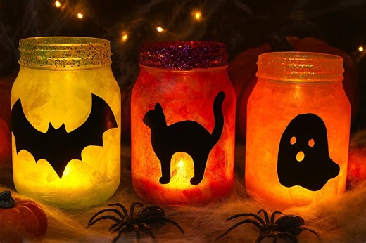How to Make Halloween Luminaries - Easy Mason Jar Lanterns