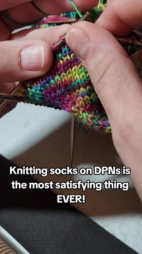 Knitting socks on double pointed needles is absolute magic to me! #knitting #knittingsocks #dpns #knit #knittok #fyp #living4crafting #handmade #handmadecraft #foryou