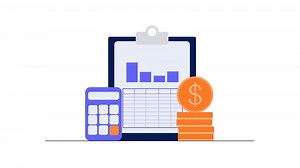 Download 2D animated concept of financial statistics and financial reports, depicting finance, profits and investment for free