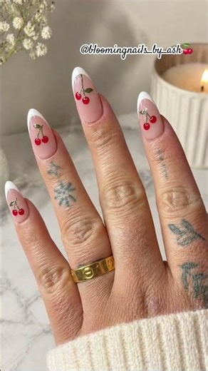 Cherry French Tips 🍒✨ | Nail Transformation You NEED to see!#nails #shorts