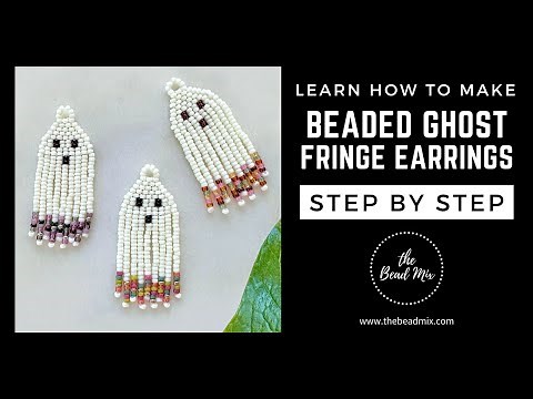 How to Make Beaded Ghost Fringe Earrings for Fall and Halloween 🎃 Beginner-friendly!