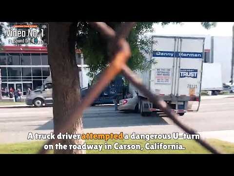 Truck U-Turn Crash | Semi Cut-Off Near Tip | Moving Truck Jumps Curb | WTF moments on the road
