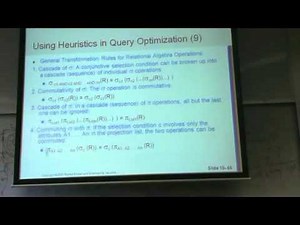 Chapter 19 (Part1): Algorithms for Query Processing and Optimization