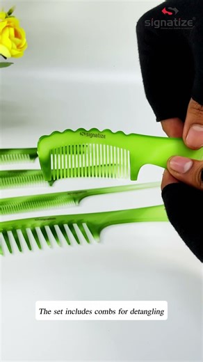 Signatize Essential 10-Piece Hair Comb Set | For Detangling, Styling & Grooming