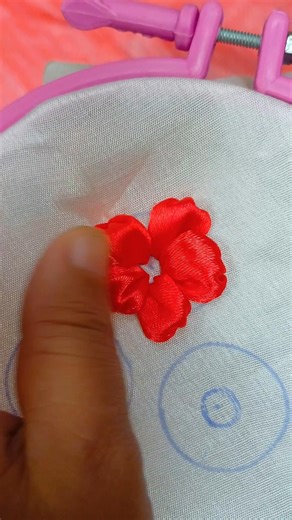 Ribbon embroidery flower #ribbon #embroidery #handbroidery #viral #shorts