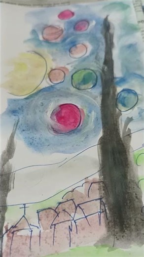 planets Night drawing. An inspirational drawing