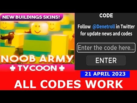 *ALL CODES WORK* Noob Army Tycoon 1 ROBLOX | April 21, 2023