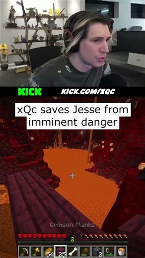 xQc saves Jesse from danger in HC Minecraft 😬