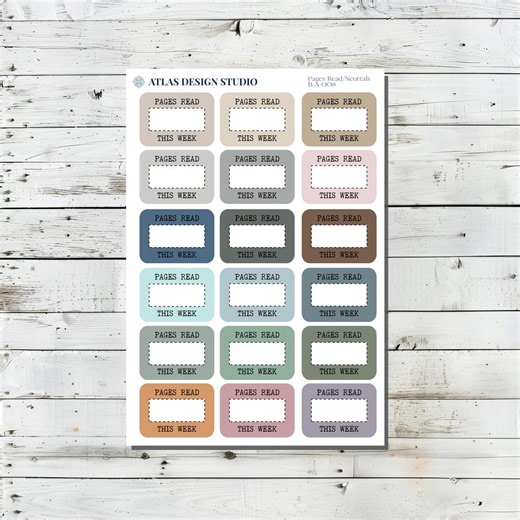 Pages Read Functional Box Stickers | Book Tracker Stickers for Reading Planners and Journals | Neutral Colors - Etsy