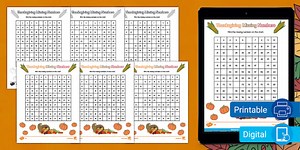 Thanksgiving Missing Numbers 100 Square Worksheet