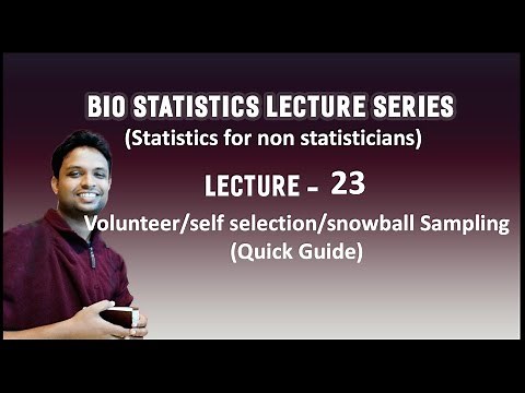 Video Lecture 23 - Volunteer/self selection/snowball sampling